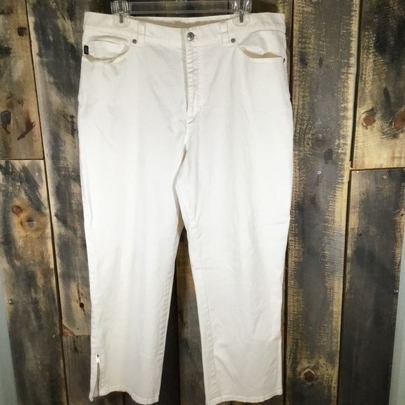 Ralph Lauren Denim - Lauren Jeans Co white cropped zipper leg opening women’s size 16